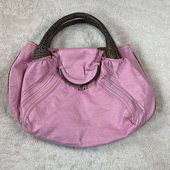 La Philipe faux croc handle oversized pink hobo bag - Picture 1 of 15